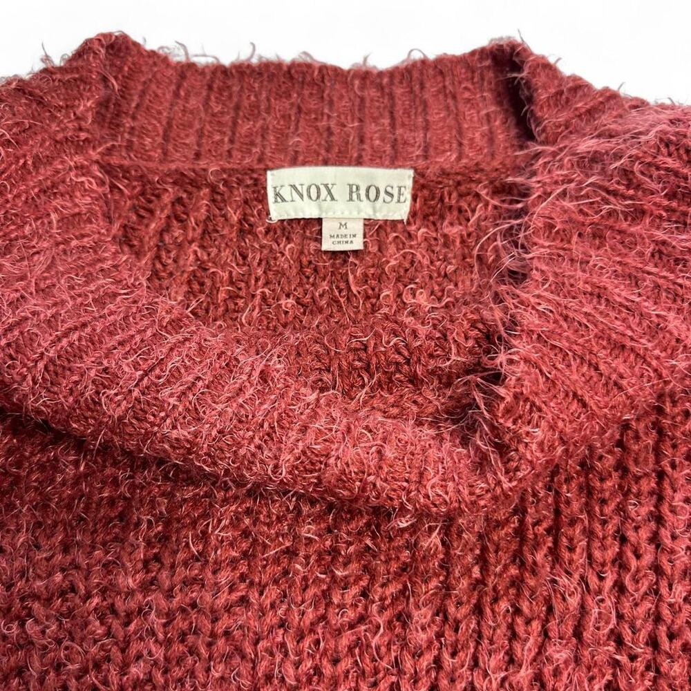 🍷✨ Knox Rose Fuzzy Knit Lace-Trim Sweater ✨🍷